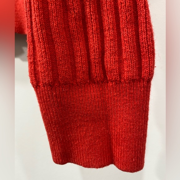 Reiss Clarisse Cherry Red Ribbed Turtleneck Wool Blend Pullover Sweater S - Picture 4 of 9